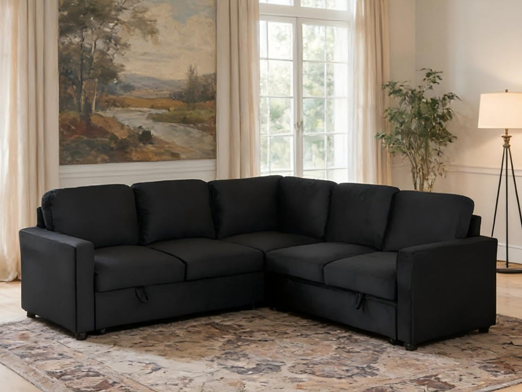 Sectional Sleeper Sofa with Pull Out Bed, L Shaped Pull Out Couch with Storage Chaise