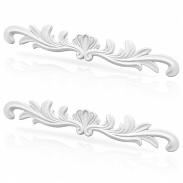 2 Pcs Carved Appliques Onlays White PVC Appliques for Furniture Decorative 3D Foliate Scroll Carved Onlay DIY
