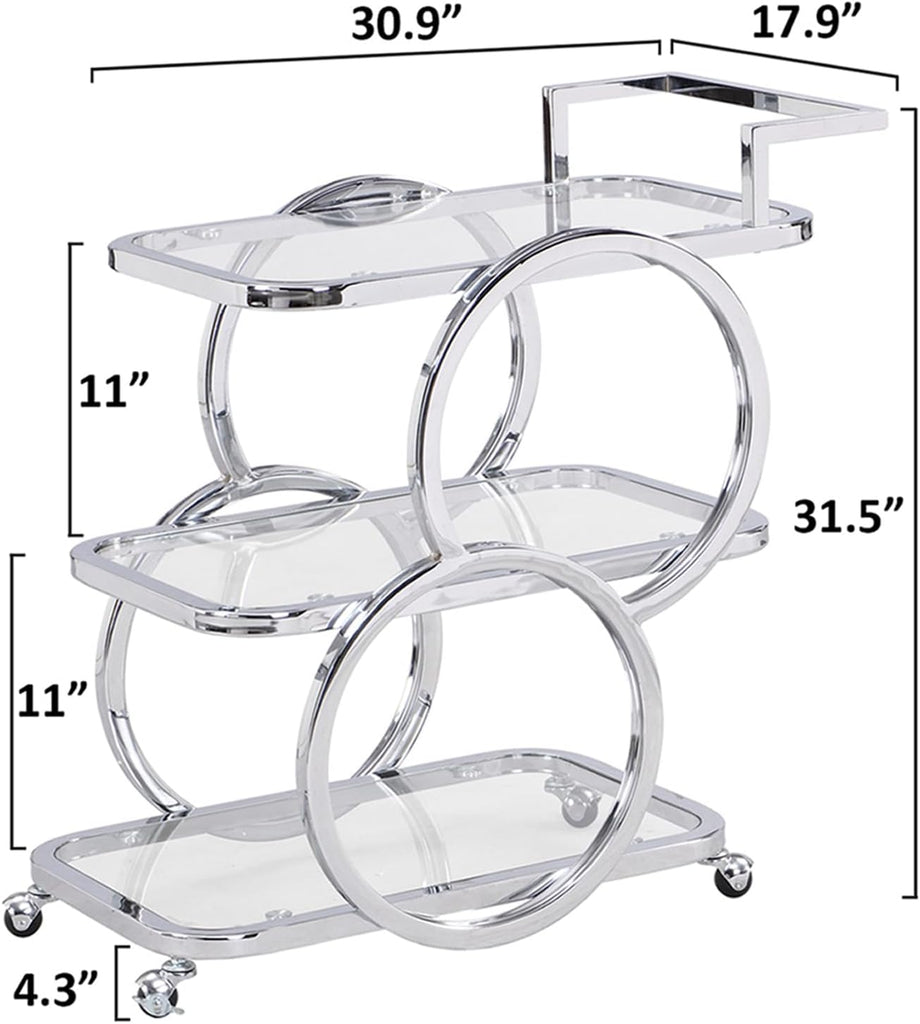 Home Bar Serving Carts 3 Tier Kitchen Carts on Wheels Mobile Bar Carts Kitchen Dining Room Living Room Party - Set of 4