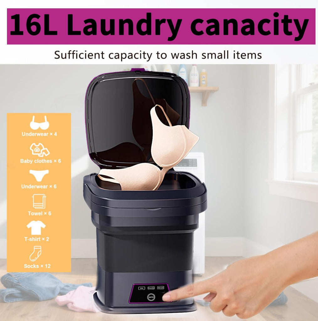 Mini Portable Washing Machine 16L, Foldable Mini Washer with Spin Dryer Basket, 3 Wash Modes for Small Loads (Baby