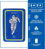 Michelin Portable 6 Can Mini Fridge, LED Lighted Door, 6L (6.3 qt) Capacity, Blue, Travel Cooler with 12V DC and AC