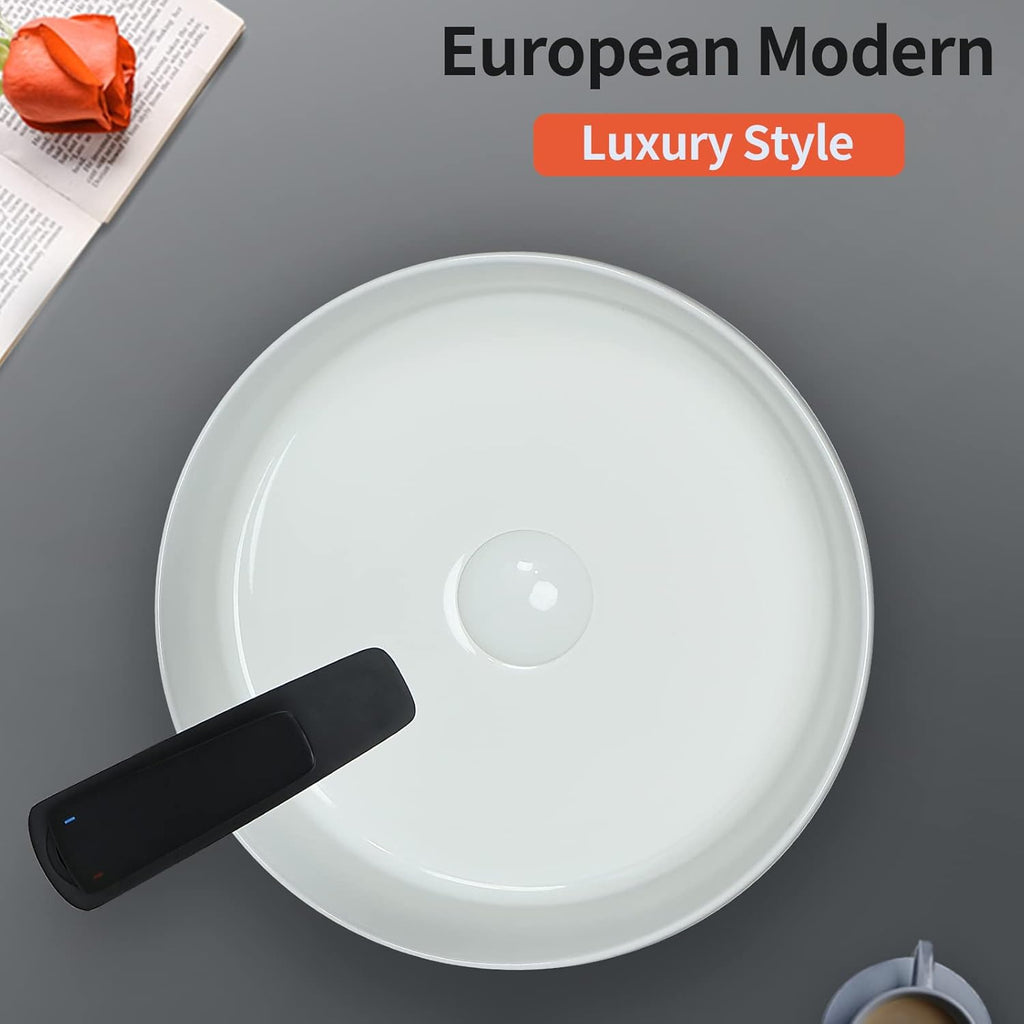 14'' Round Vessel Sink with Pop Up Drain,Bathroom Vessel Sinks,Bathroom Sinks Above Counter,Ceramic Vessel