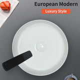 14'' Round Vessel Sink with Pop Up Drain,Bathroom Vessel Sinks,Bathroom Sinks Above Counter,Ceramic Vessel