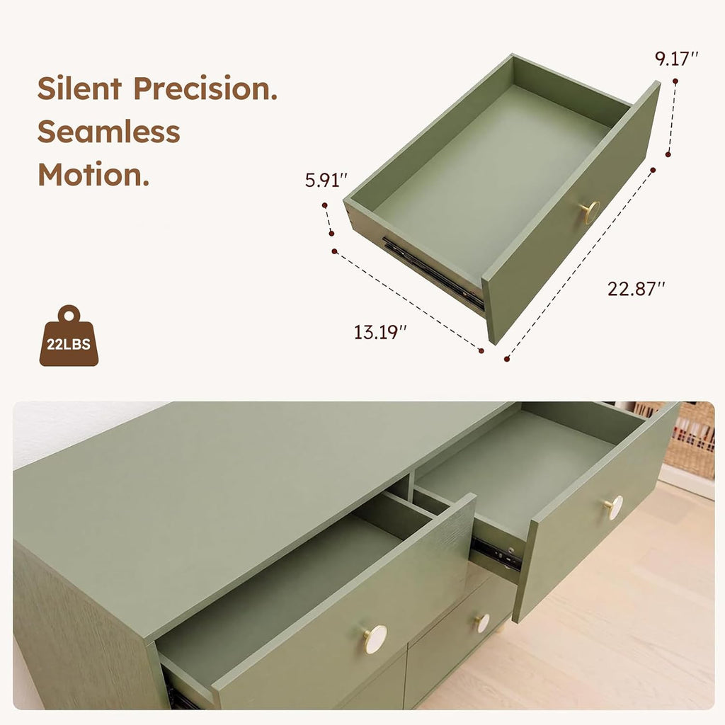 Baby Dresser Bedroom, 6 Drawer Organizer for Closet(Green)