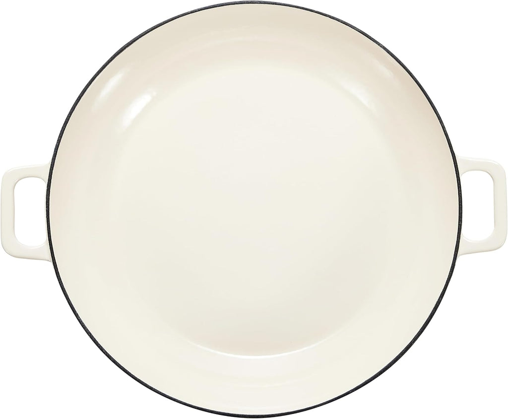 Enameled Cast Iron - Covered Round Casserole Skillet with Lid, Oven Safe - 500°F, Even Heat Distribution, 3.3-Quart