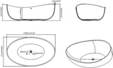 Freestanding 71 Inch Oval Bathtub Stone Resin Soaking Bathtub with Center Drain (Black)