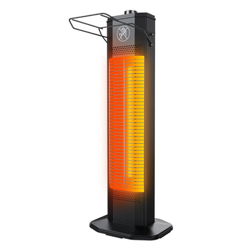 Outdoor Electric Patio Heater, 27-inch Infrared Tower Heater with 1200W Instant Heating, IPX5 Waterproof, Tip-Over &