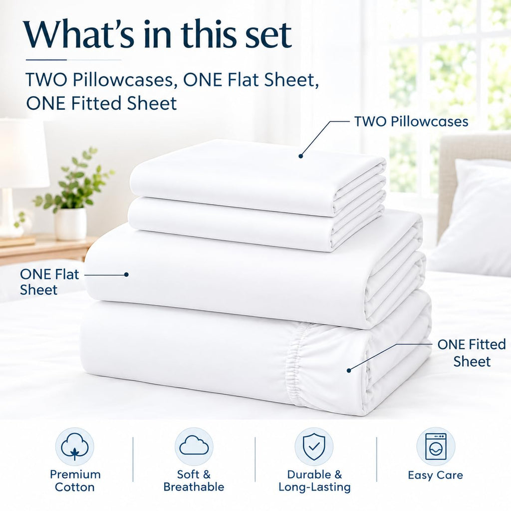 100% Egyptian Cotton Sheet Set 4-Piece 800 Thread Count White Queen