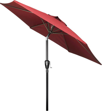 9' Patio Umbrella Outdoor Table Market Yard Umbrella with Push Button Tilt/Crank - Red - 1QS8