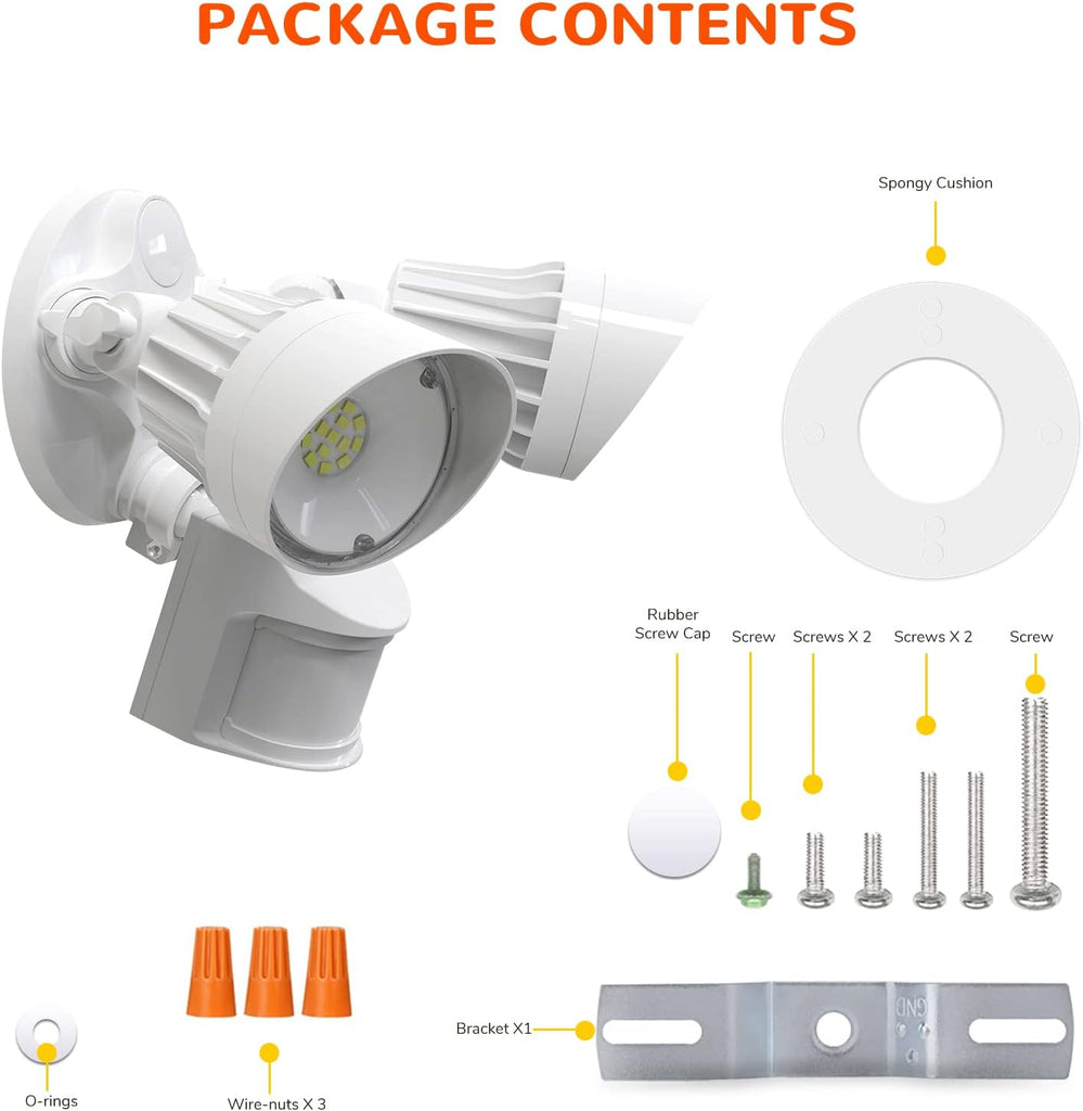 LED Security Lights,Motion Sensor Flood Light Outdoor Fixture,3000LM 27.5W(120W Equiv.),IP65 Waterproof,5000K
