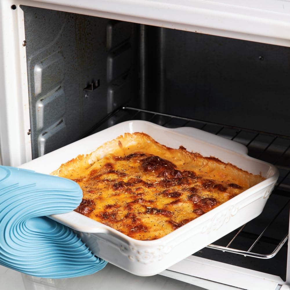 Casserole Dishes for Oven, Ceramic Bakeware Set of 4, Rectangular Dish with Handles, Lasagna Pans for Cooking