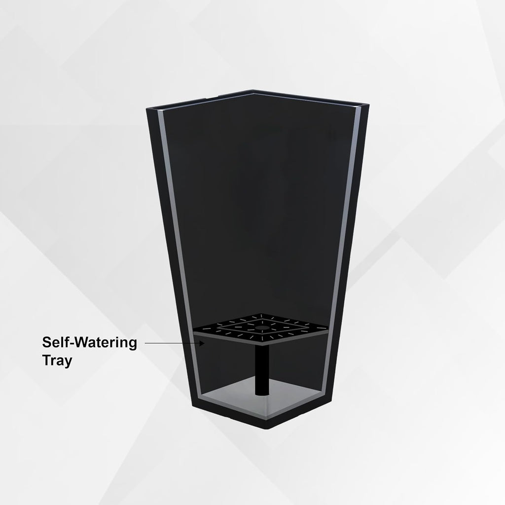 Modern 30-Inch Tall Square Planter, Modern Tapered, Perfect for Indoor & Outdoor, Patio Décor, Set of 2, Black