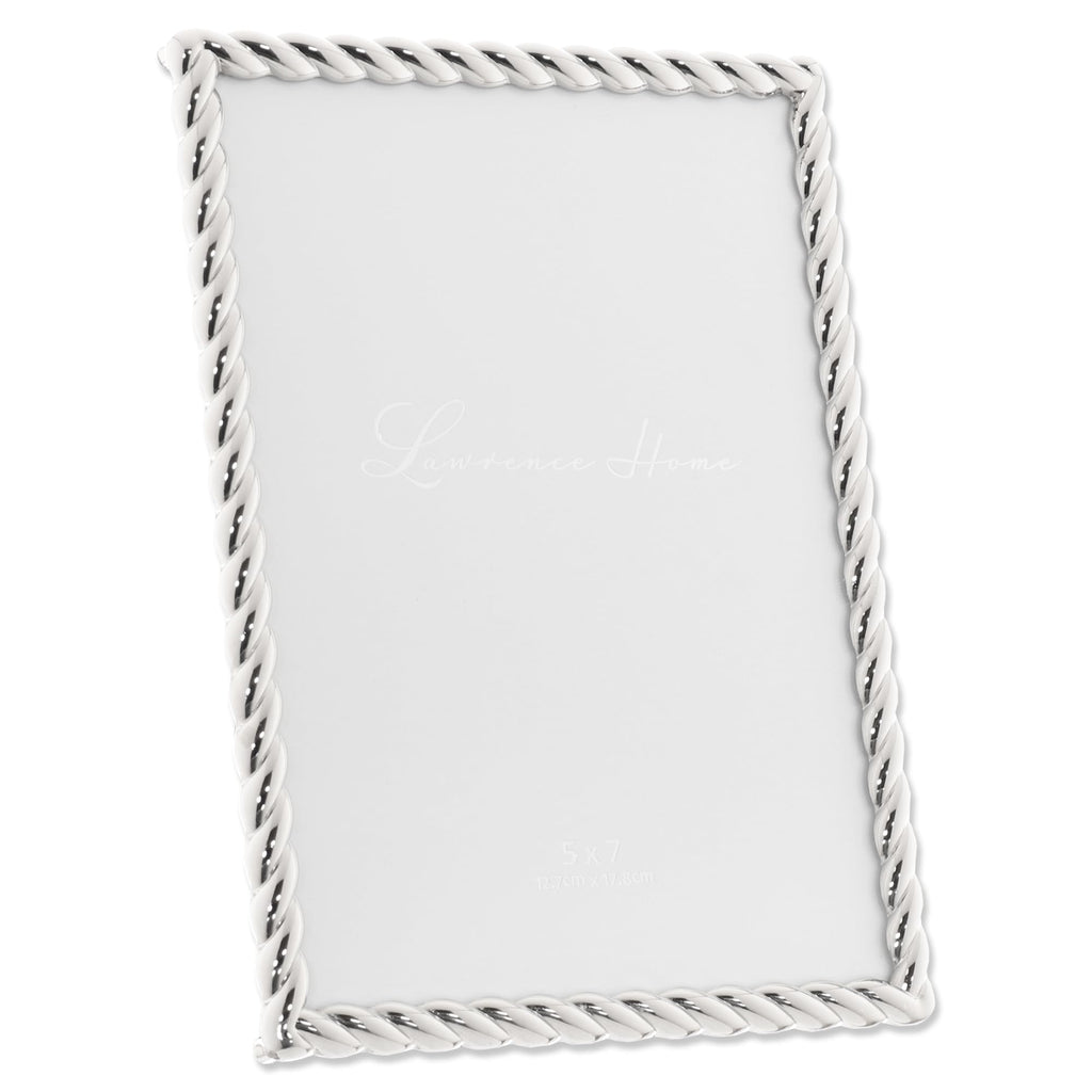Metal Frame, Rope Design, Silver, 5x7