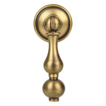 Antique Brass Cabinet Drop Pulls 6 Pack, Solid Brass Dresser Drawers Knobs, Modern Cupboard Wardrobe Pendant Knob
