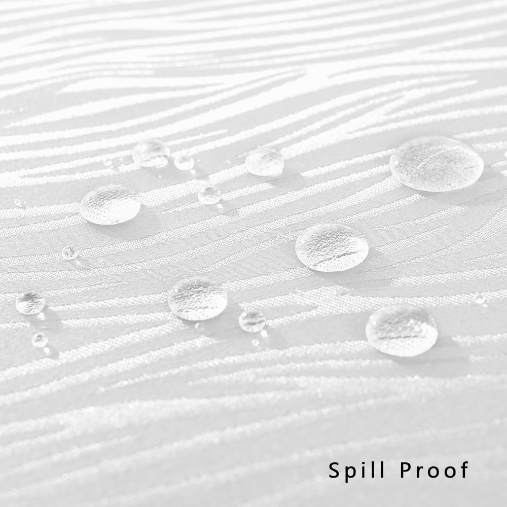 White Tablecloth 60 x 120 Inch,Textured Jacquard Spillproof Wrinkle Resistant Polyester Table Cloth,