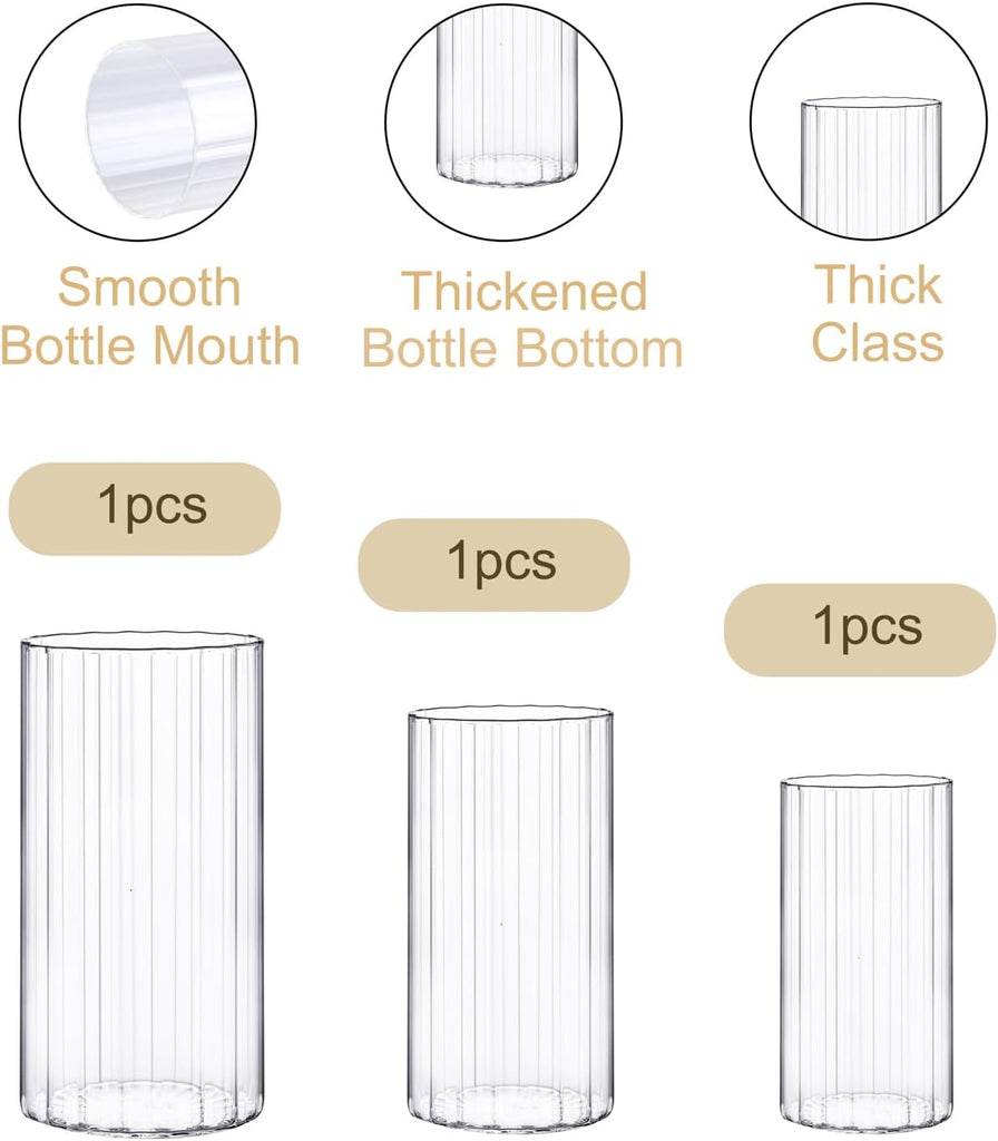 6 Pcs Glass Hurricane Candle Holder Ribbed Glass Candle Holder - Elegant & Easy to Use, Perfect for Wedding, Holiday