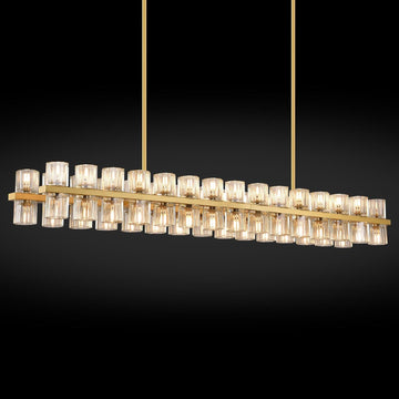 Crystal Gold Rectangular Chandelier for Dining Room,Modern Dining Room Chandeliers, 54in Chandelier Kitchen Island Chandeliers,Includes 60XG4 Bulbs