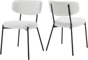 Boucle Dining Chairs Set of 2, Modern Mid-Century Upholstered Stylish Kitchen Chairs Sherpa Accent Diner Chairs