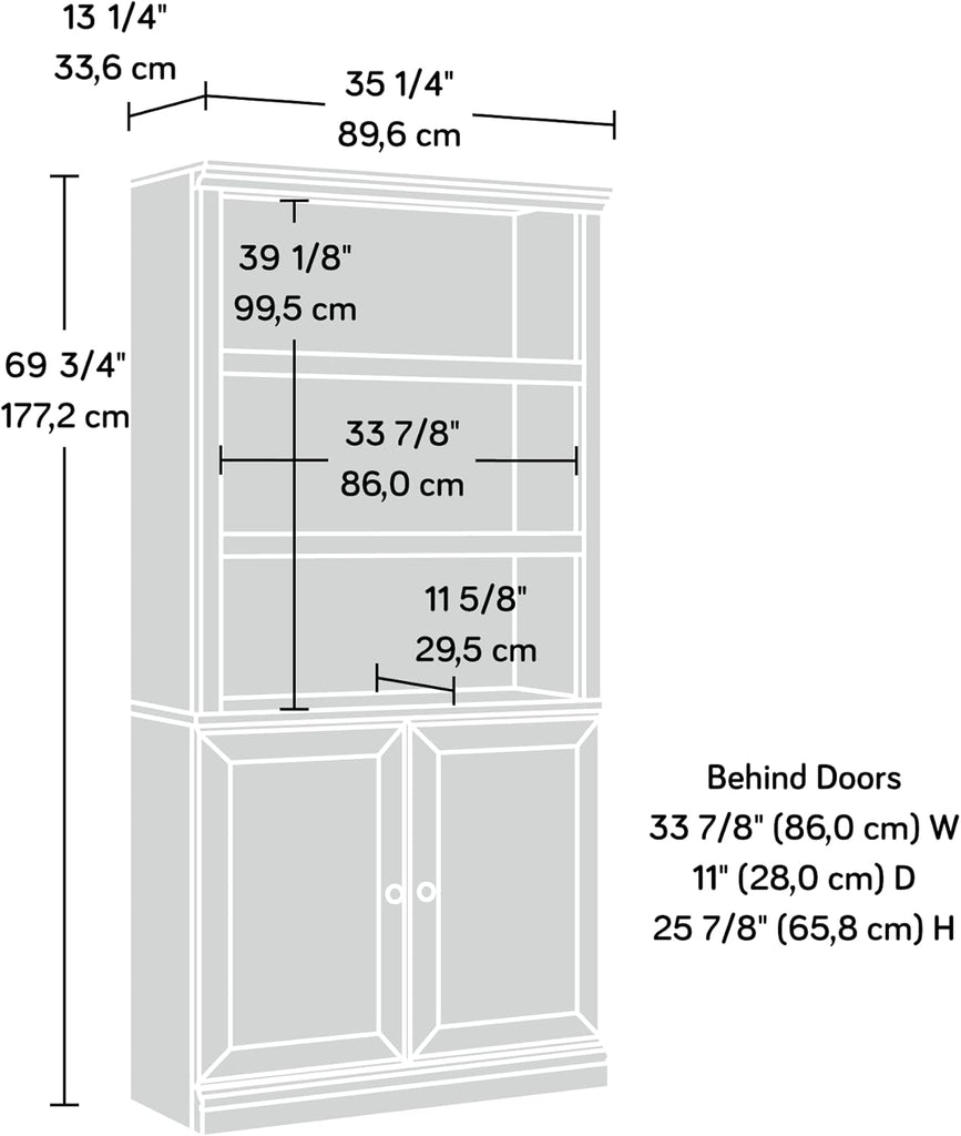 Miscellaneous Storage Bookcase with Doors, Adjustable Shelves, 5 Shelf Bookcase - Chalked Chestnut Finish