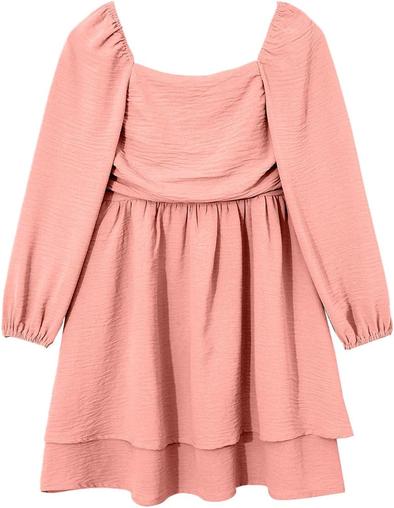 Girls Fall Long Sleeve Ruffle Tiered Dresses