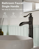 Waterfall Spout Oil Rubbed Bronze Bathroom Faucet Single Handle One Hole Vessel Sink Faucet ORB Lavatory Faucets Deck