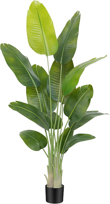 Lifelike Bird of Paradise Artificial Plant,6ft Faux Banana Leaf Tree with 13 Trunks - Perfect Indoor Silk Floor Plant