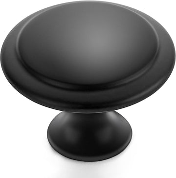 40 Pack Matte Black Kitchen Cabinet Knobs 1-1/6 Inch Round Drawer Pulls Flat Black Stainless Steel Drawer Handles Door