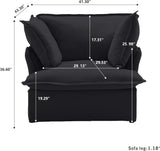 Modern Comfy Couch Chair with Thick Cushion, Couch Single Accent Chair Deep Seat Sofa Couches, Hemp Velvet Sofas Furniture for Small Spaces Living Room Bedroom Office Apartment (Black) A124-B0CLZHT44K