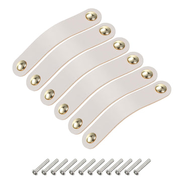 6 Packs Leather Drawer Pulls Double Hole Knobs Dresser Handles
