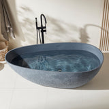 67" Stone Resin Luxury Contemporary Solid Surface Freestanding Bathtub in Cement Point Treatment Oval Tub