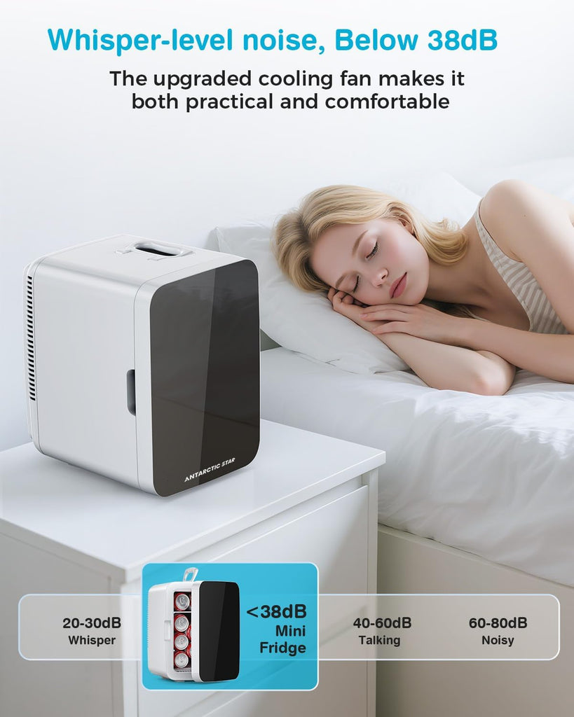 Compact Mini Fridge, 10L Portable Small Refrigerator, 2.6 Gal Mini Fridge with AC/DC Adapters, Small Cosmetics Cooler