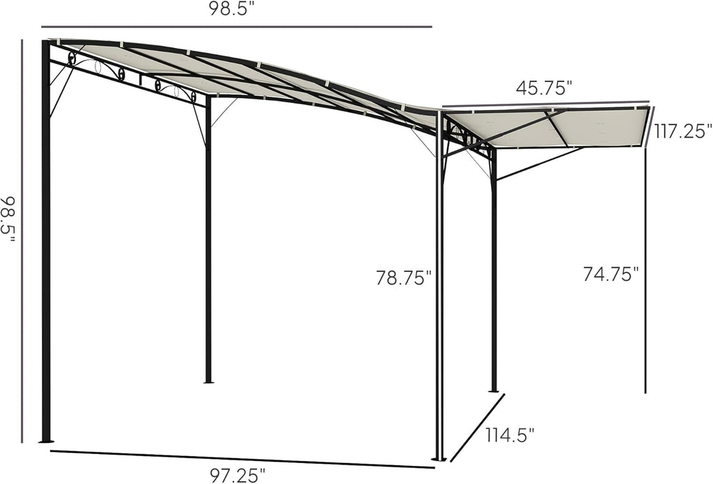 10' x 8' Outdoor Pergola and Patio Gazebo, Extendable Side A - Image 7
