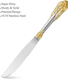 Luxury 20 Pieces 18/10 Stainless Steel Flatware set, Service for 4, silver plated with gold accents