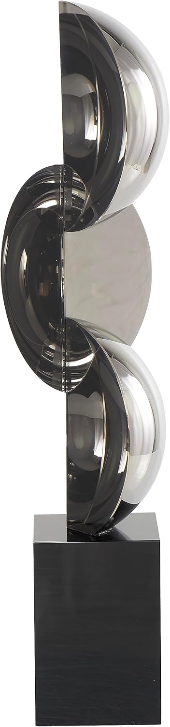 79 Crystal Geometric Decorative Sculpture Abstract Two-Tone Home Decor Statue with Stacked Semi Circles, Accent