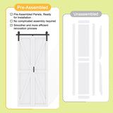 72" x 84" Pre-Assembled Solid Core Panels Bifold Barn Door, White Primed Finish Folding Barn Door wi
