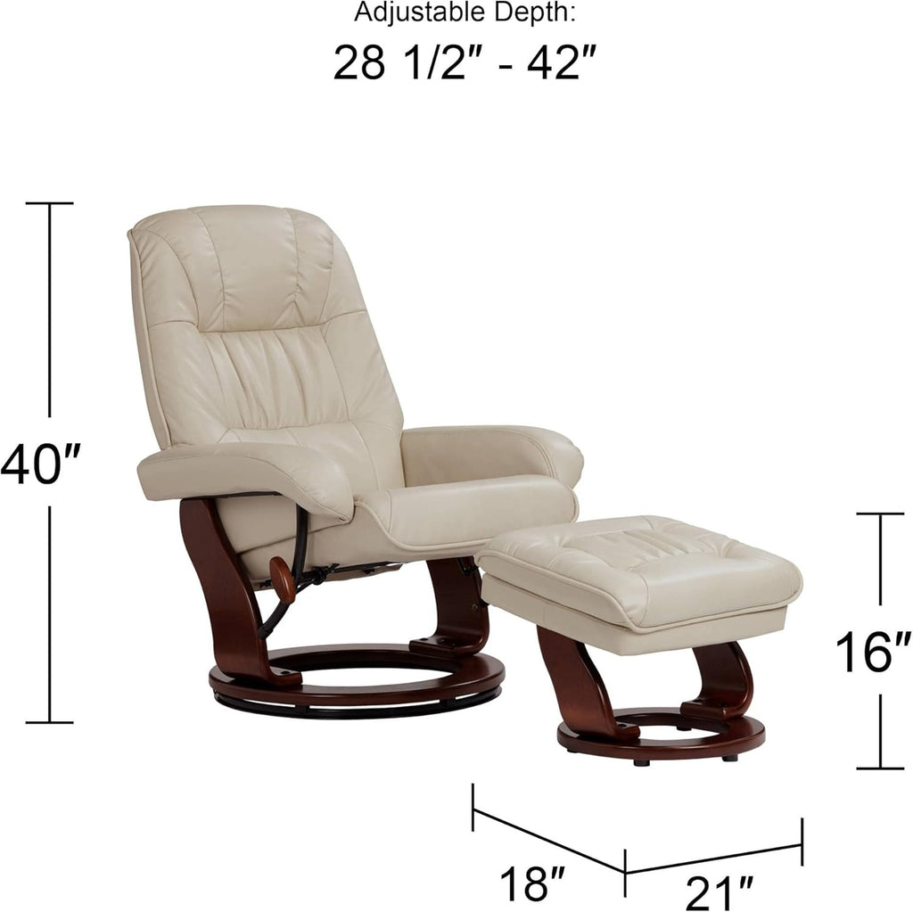 Modern Reclining Swivel Lounge Chair and Ottoman — Faux Leather