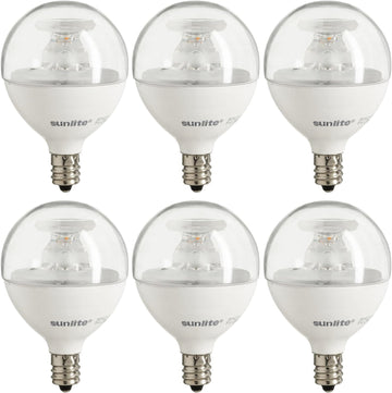 G16.5 Light Bulb LED, 7 Watts (60W Equiv.), 500 Lumens, Dimmable, Type G Globe Shape E12 Candelabra Base, Short Bulbs (6 Count)