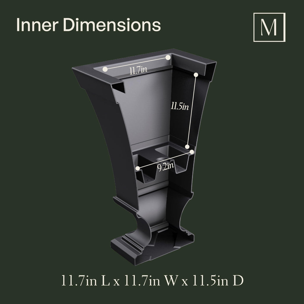 Vienna 25in Self-Watering Tall Square Urn Planter, Black