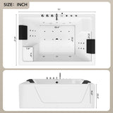 Whirlpool Bathtub - 71" x 47" 2 Person Jetted Massage Tub with 30 Jets (18 Water Jets+12 Air Jets) Rectangular Alcove