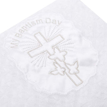 White Baby Blanket Baptism Blanket for Boys Baptism Towel 36×50