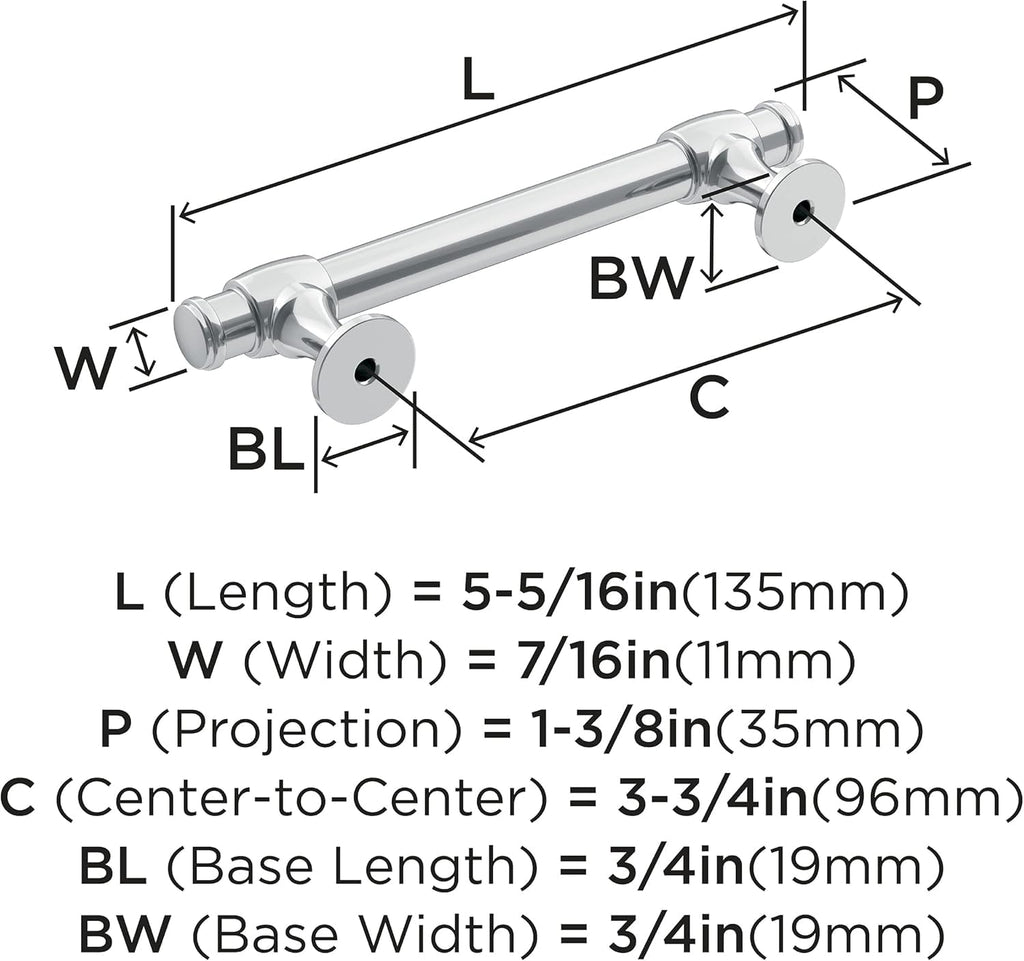 3-3/4" Winsome Polished Chrome Drawer Pull