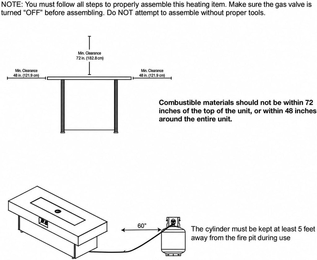 48x24 Adjustable Propane Fire Pit Table 50000 BTU Cement Grey | Converts from a warm fire pit to a sleek coffee table
