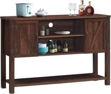 Console Table Buffet Table, Modern Sideboard with Storage Cabinets and Bottom Shelf