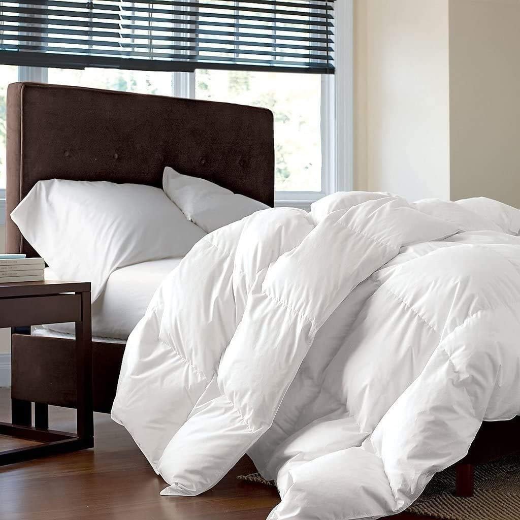 Luxurious Queen Goose Down Fiber Waterfowl Feather Fiber Comforter (90"x90"), Fluffy, Ultra Soft, Breathable