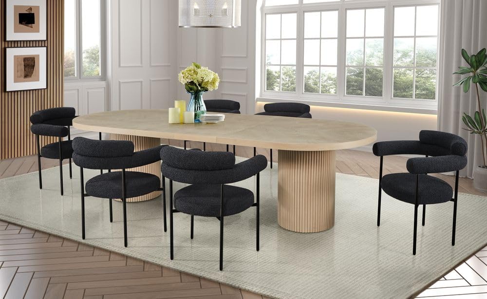 Dobby 90"-123" Extendable Oval Wooden Mid Century Modern Dining Table with Double Pedestal Base, Oval Dining Table