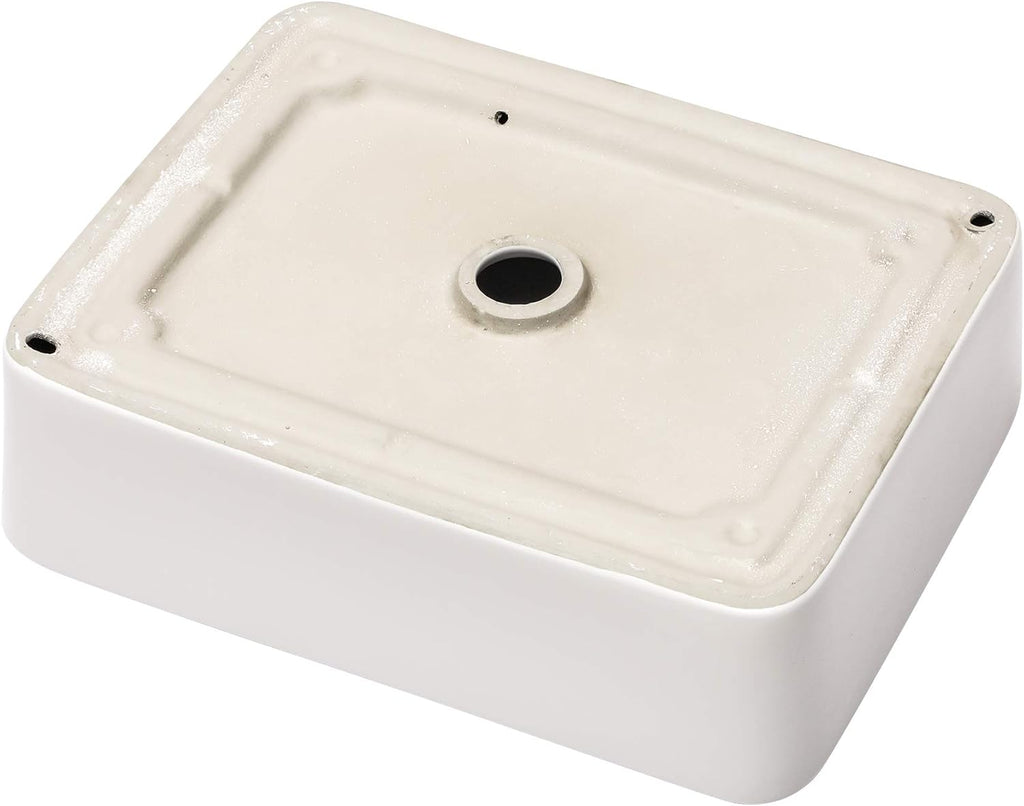 19"x15" Vessel Sink Rectangule Bowl Sinks for Bathrooms White Vessel Sink Above Counter Rectangular Ceramic Vessel