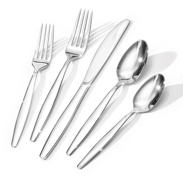 Silverware Set, Premium Stainless Steel Flatware Set (Silver, 10-Piece)
