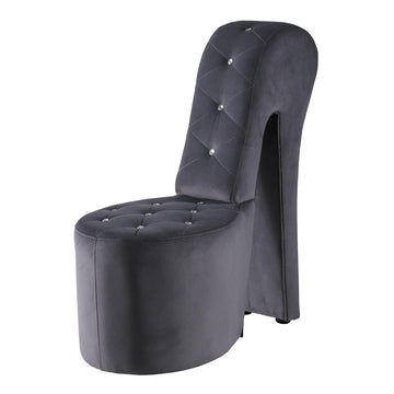 Tristam 40" Modern Glam High Heel Lounge Chair - Grey Velvet
