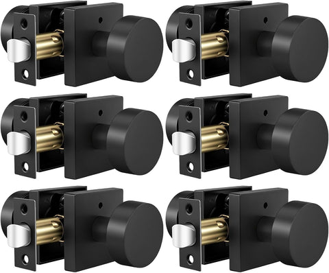 Black Door Knobs Interior, Zinc Alloy Privacy Door Knob , Matte Black Interior Door Knobs with Emergency Release