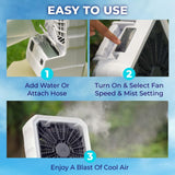 Outdoor Evaporative Cooler, Portable & Ultra-Quiet Air Cooler with 4 Fan Speeds, USB Rechargeable, 6